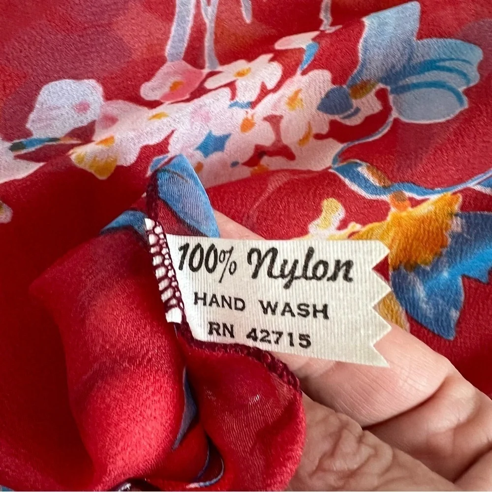 Vintage Floral Nylon Square Scarf
